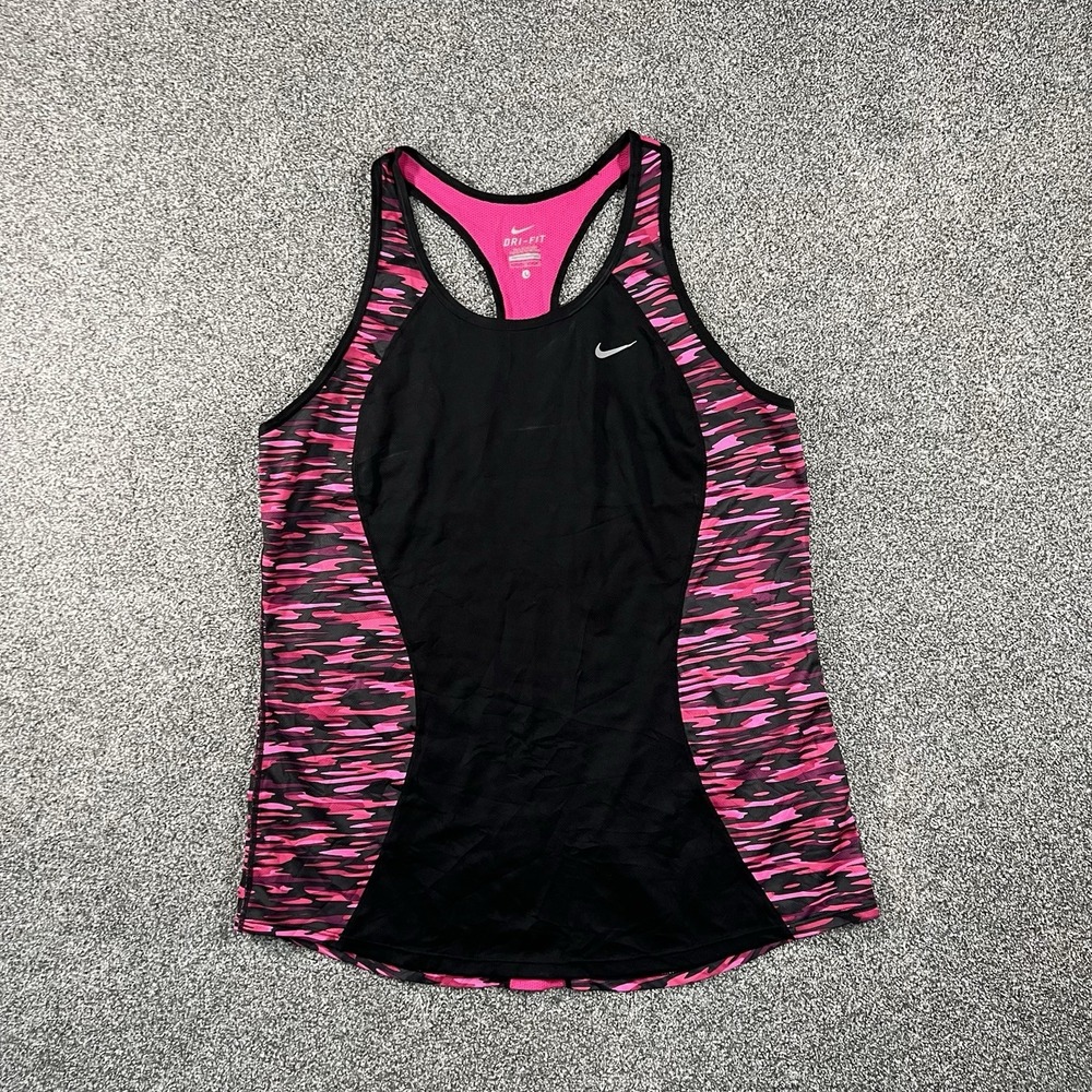 Nike Dri-FIT Women’s Large Black Pink Racerback Running Workout Tank Top